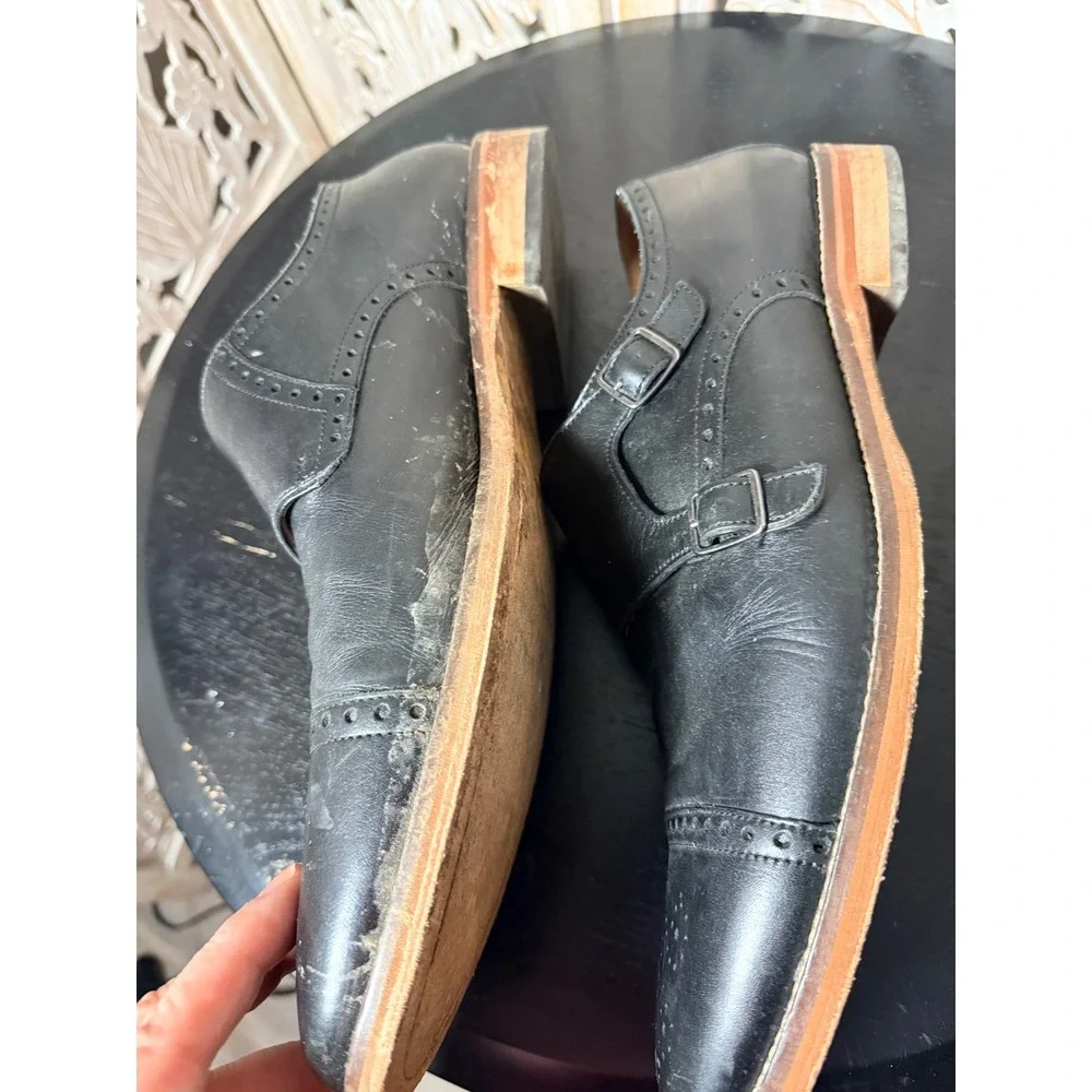 J. Murphy Johnston & Murphy Black Leather Double Monk Strap Shoes 13M 59 1041